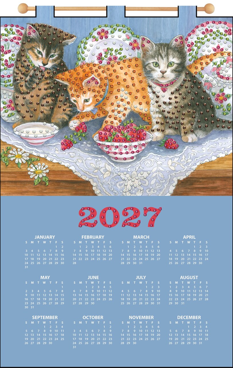 Design Works 2027 Sequin Calendar Felt Applique Kit-Cats & Berries